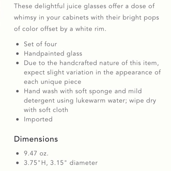 Anthropologie Glasses Set of Four NIB Handpainted - Picture 4 of 8